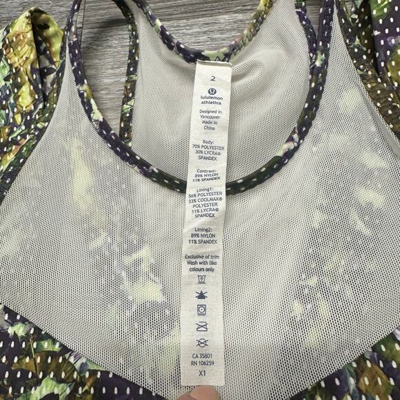 Lululemon Running In The City Green Women 2 Mesh Floral Pistachio Sport Tank Top - Picture 3 of 7